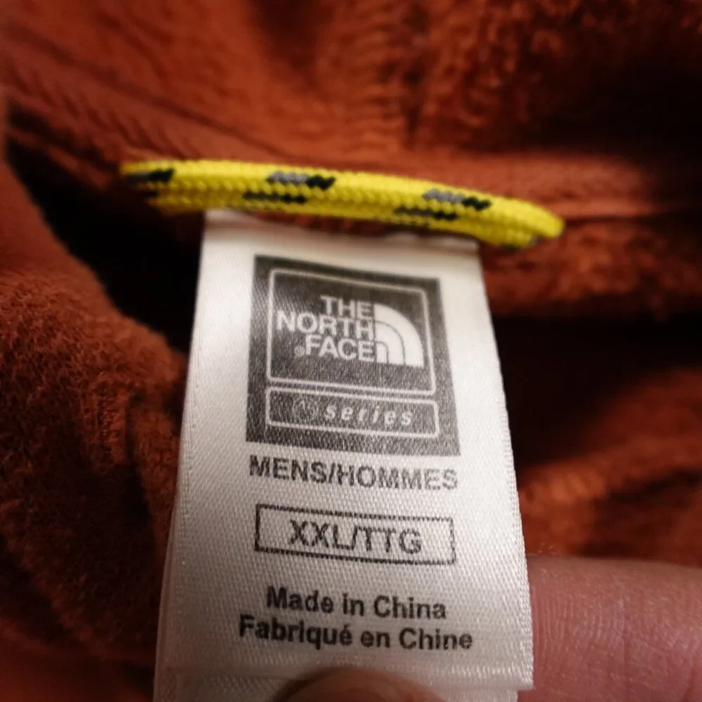The North‎ Face Pullover Hoodie Men’s XXL Rust Orange Logo Fleece Sweatshirt